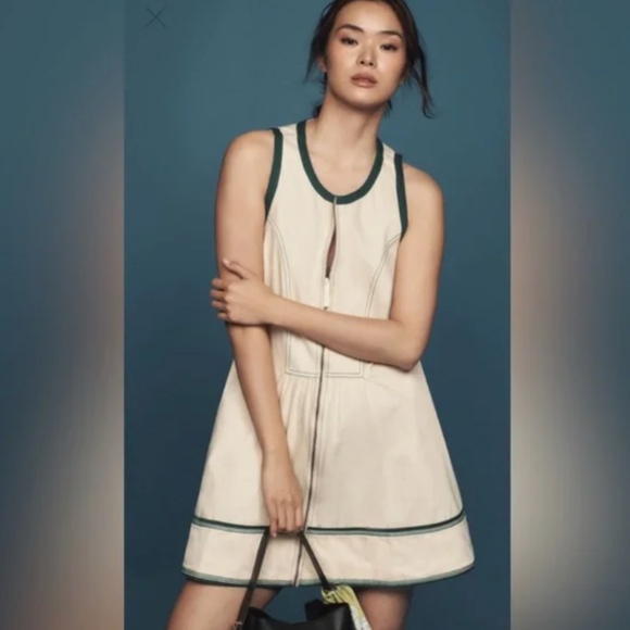 NWT Anthropologie Pilcro Sleeveless Zip-Front Denim Mini Dress Large - Picture 1 of 7